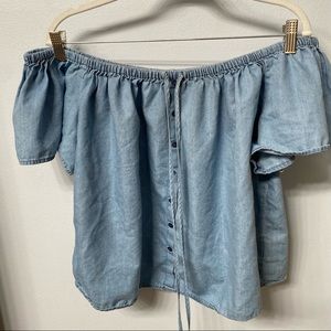 Express denim off the shoulder top size XL